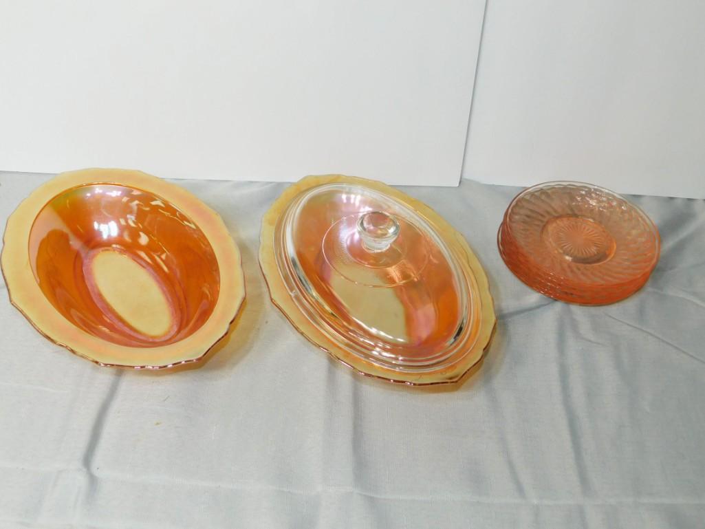 Glassware Lot incl 2 Carnival Glass Serving Bowls and 5 (1 of 4)