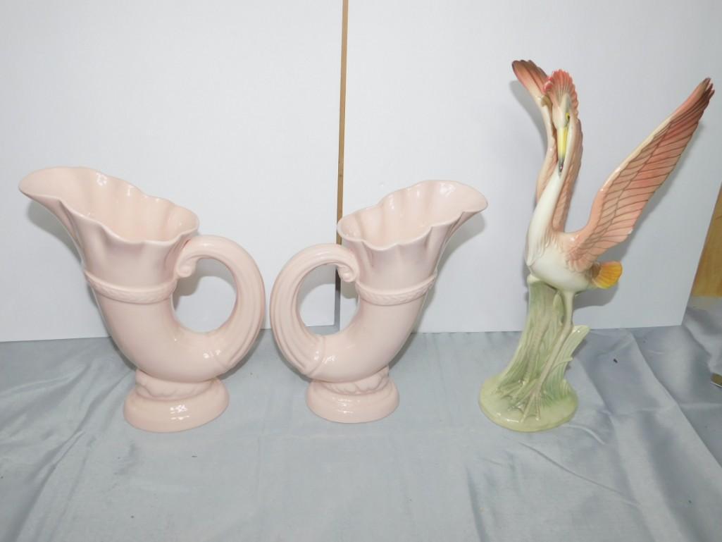 Large Brad Keeler Ceramic Flamingo Statue or Figure and (1 of 3)