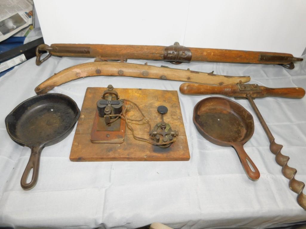 Misc Vintage Lot incl Part of a Telegraph, Hand Auger, (1 of 6)