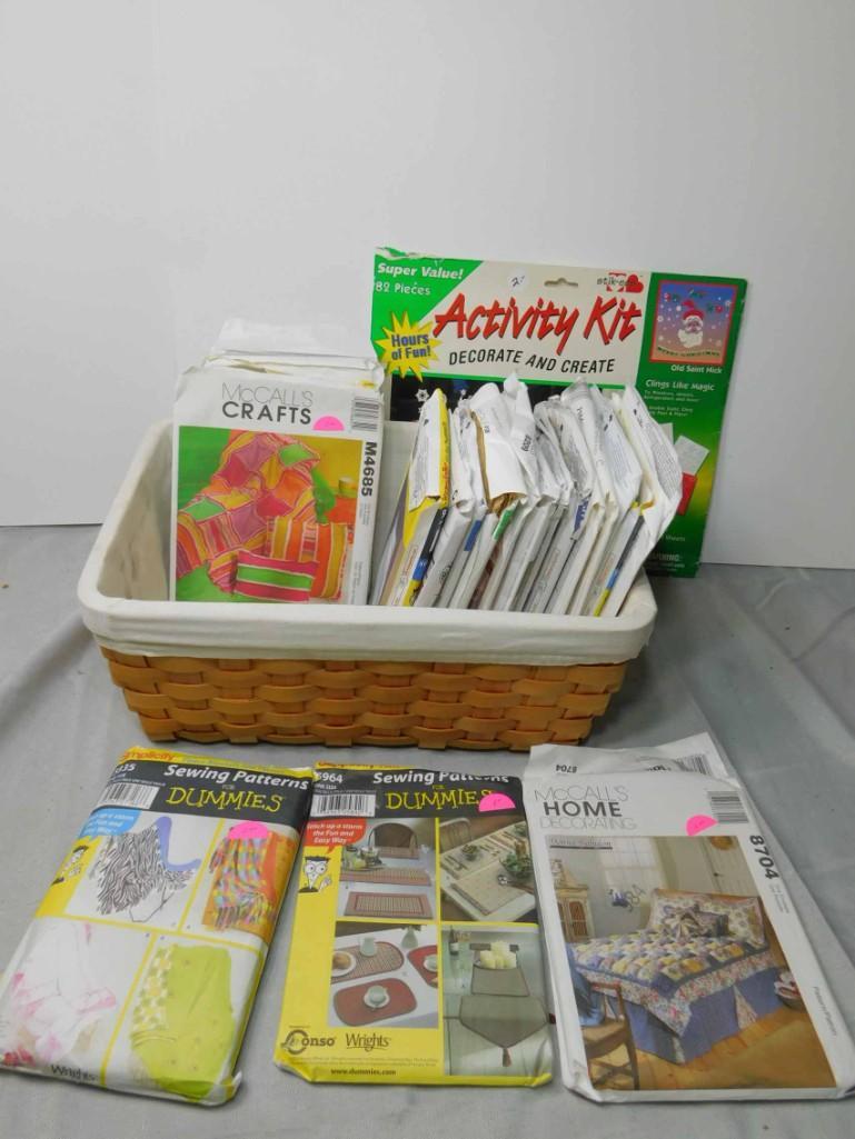 Lot of Sewing Patterns , etc in a Basket (1 of 4)
