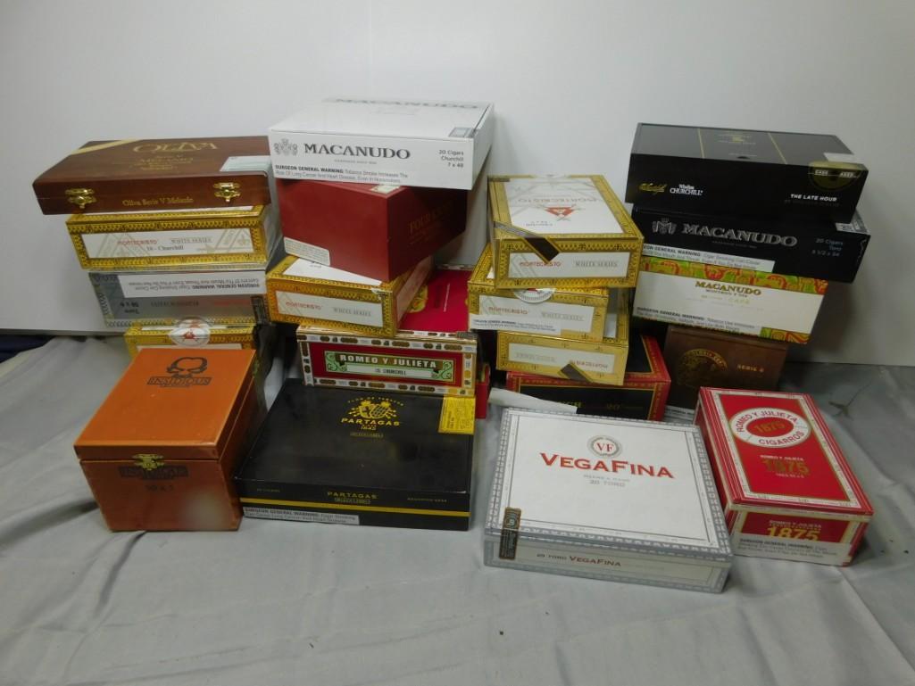 Large Lot of Wood Cigar Boxes: Large Lot of Wooden Cigar Boxes