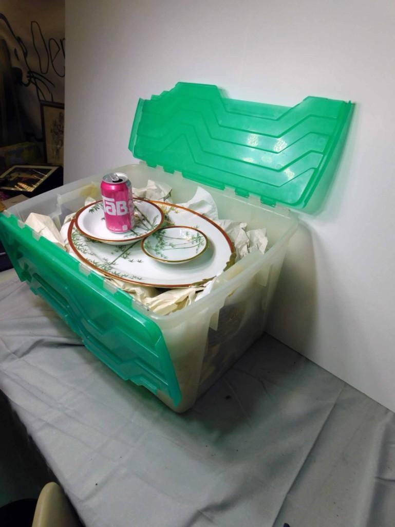 Large Lot of China with a Bamboo Pattern: Large Lot of China with a Bamboo Pattern Condition: unchecked for chips and cracks. Please call if you would like to schedule a time to come and preview in person