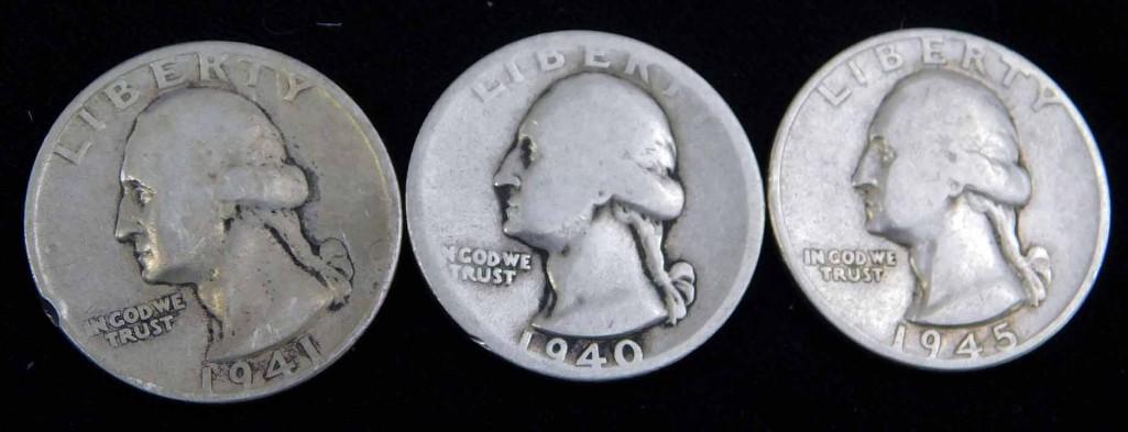 3 Washington Quarters 90% Silver (1 of 2)