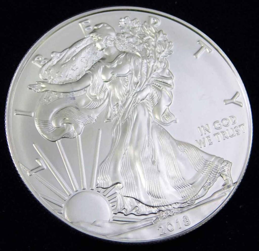 2018 BU American Silver Eagle 1 oz Silver Round (1 of 2)