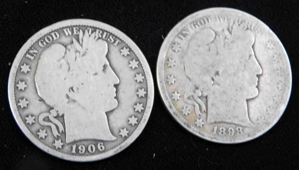 2 Barber Half Dollars incl 1898 and 1906-O (1 of 2)