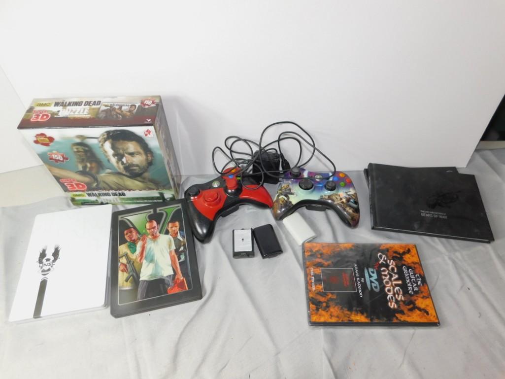 2 Xbox Controllers , Walking Dead Puzzle , Gears of War (1 of 5)