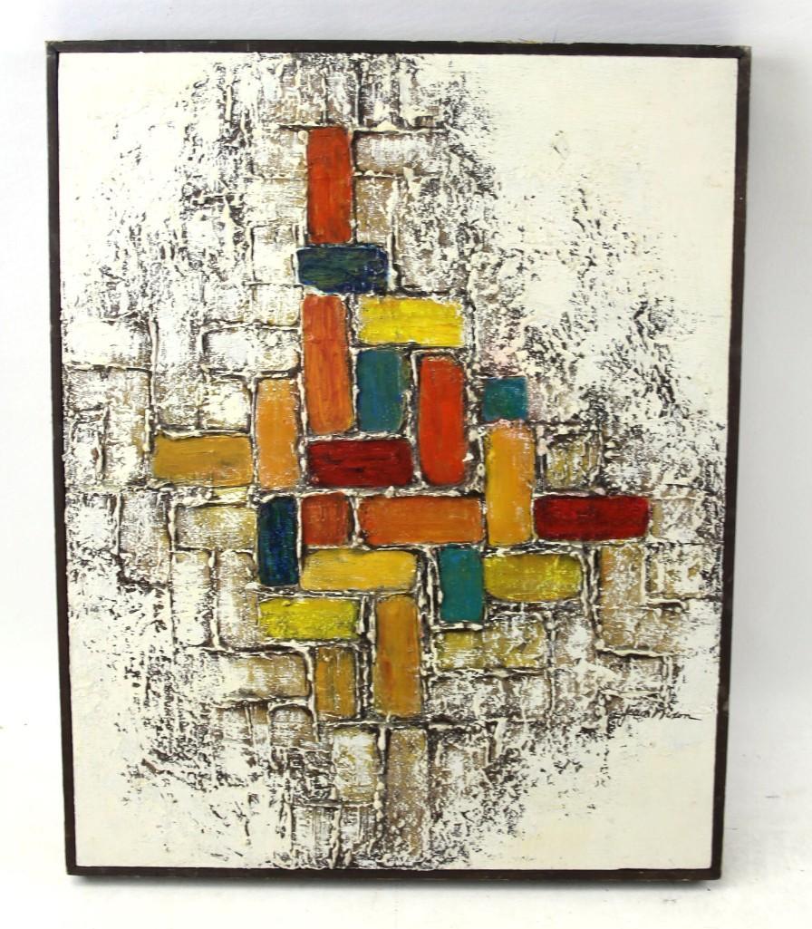 Oil on Canvas Original Abstract MCM Signed Jean Nixon " (1 of 3)