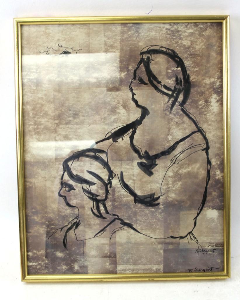 Original Watercolor Signed R. Sargent (1 of 3)