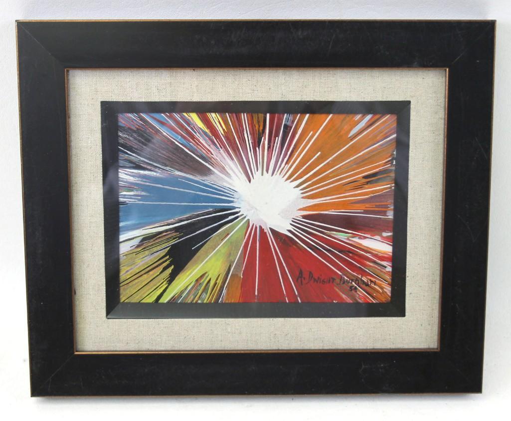 Abstract Oil on Board in the Style of A Dwight Burnham: Abstract Oil on Board in the Style of A Dwight Burnham "Listed American Artist" Measures about 9"x11"