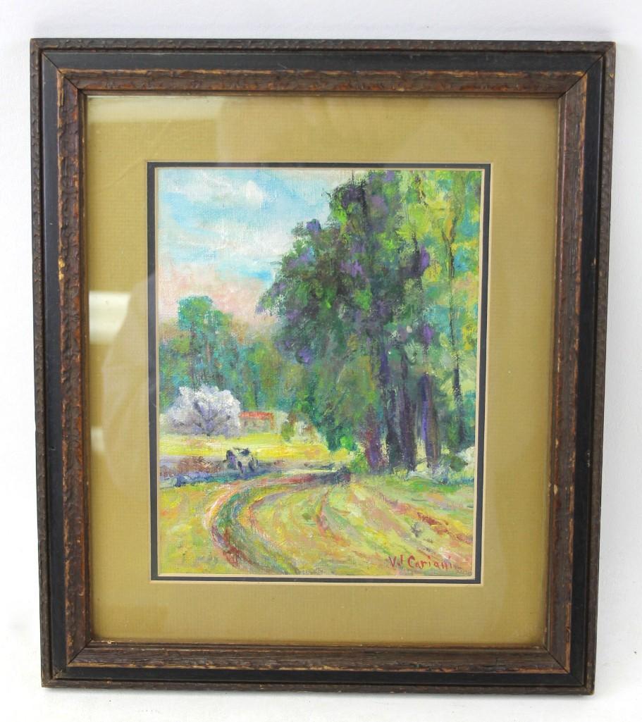 Oil on Canvas Board Attributed to Varaldo J Cariani (1 of 3)