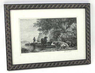 Attributed to Henry Wolf (1852-1916) , Original Signed: Attributed to Henry Wolf (1852-1916) , Original Signed Engraving in Custom Frame . Measures about 10.5&#34;x14&#34;