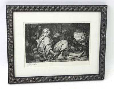 Attributed to Henry Wolf (1852-1916) , Original Signed: Attributed to Henry Wolf (1852-1916) , Original Signed Engraving in Custom Frame . Measures about 10.5&#34;x14&#34;