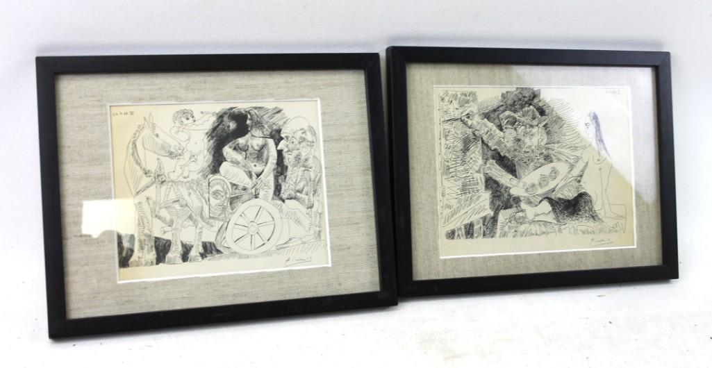 Set of 2 Attributed to P Picasso 1960s Lithographs , (1 of 7)