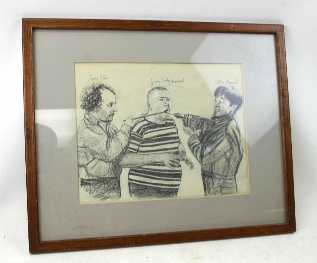 The Three Stooges Original Drawing , Mixed Media , (1 of 3)