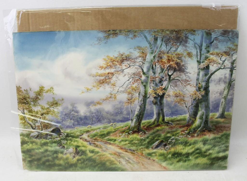 A Binbeck Original Watercolor "Sheep in Pasture" Signed (1 of 2)