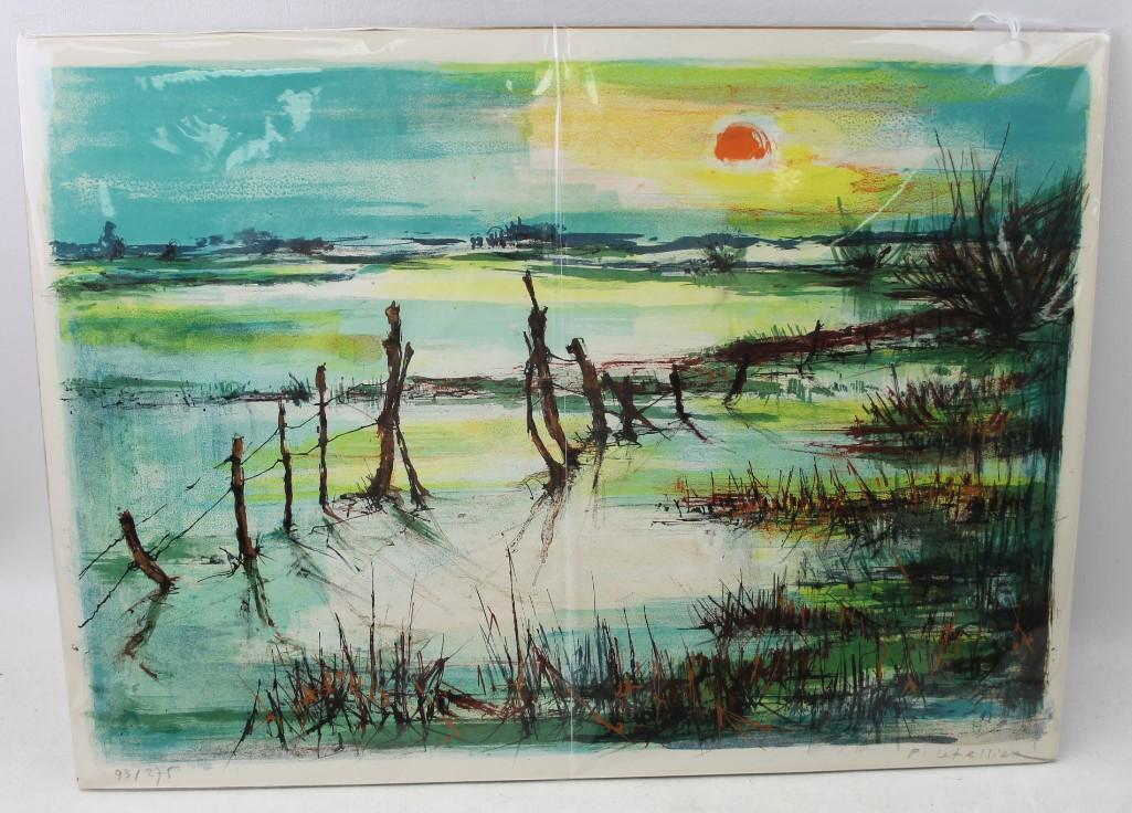 Pierre Letellier "Listed French Artist" (1928-2000): Pierre Letellier "Listed French Artist" (1928-2000) Lithograph 93/275 , Pencil Signed . Measures about 17"x23.5"