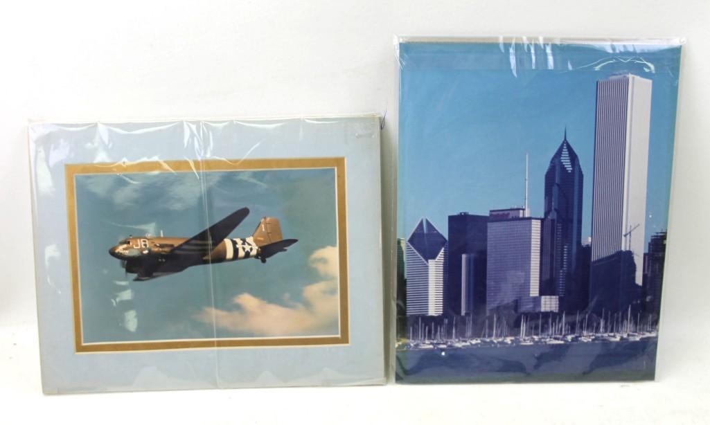Set of 3 Original Photographs incl Military Plane: Set of 3 Original Photographs incl Military Plane "Kilroy" , Southwest Modern House , City Harbor Skyline . 2 of them measure about 14"x11" and the other is about 20"x16"