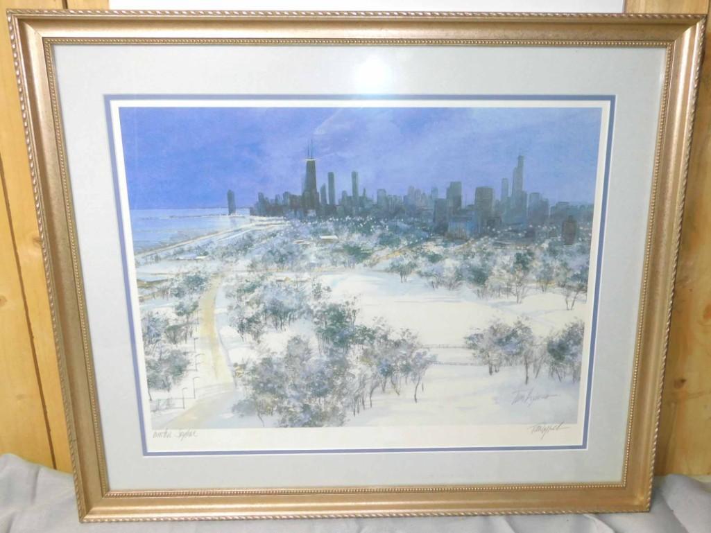Tom Lynch Chicago " Winter Skyline " Print , Pencil (1 of 5)