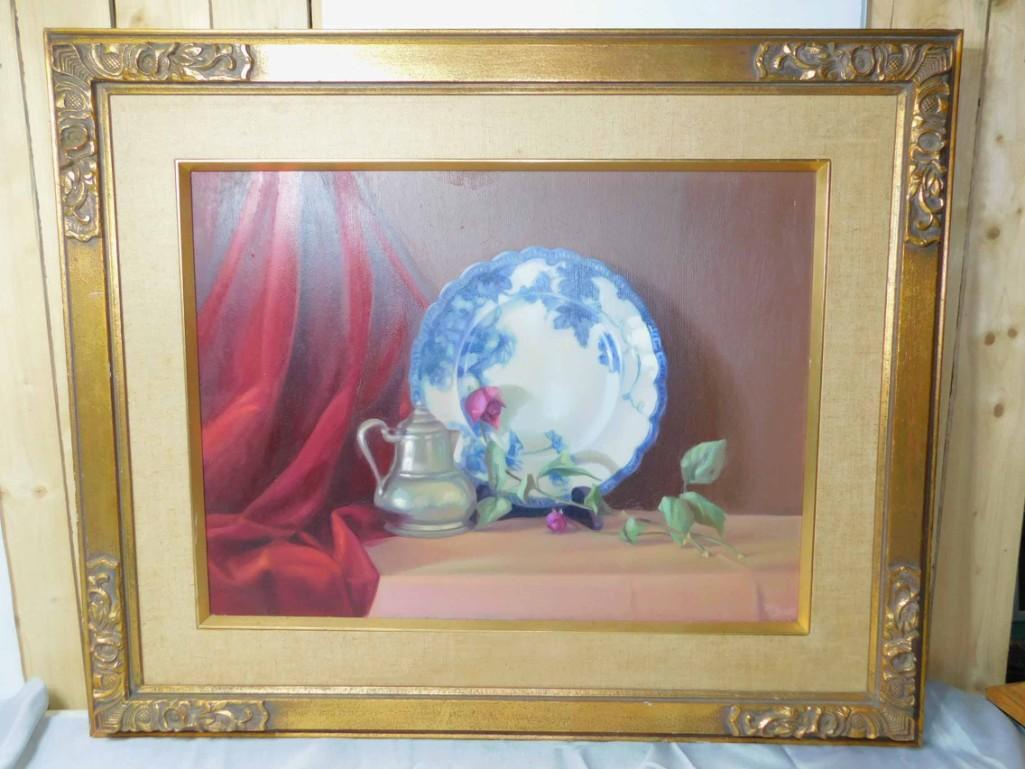 Oil on Canvas Still Life Signed N. Smith , Framed (1 of 4)