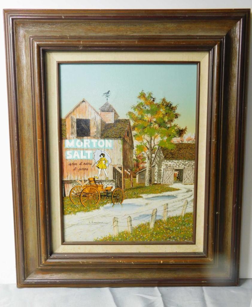 Hargrove Silkscreen on Canvas Morton Salt Ad on Side of (1 of 4)