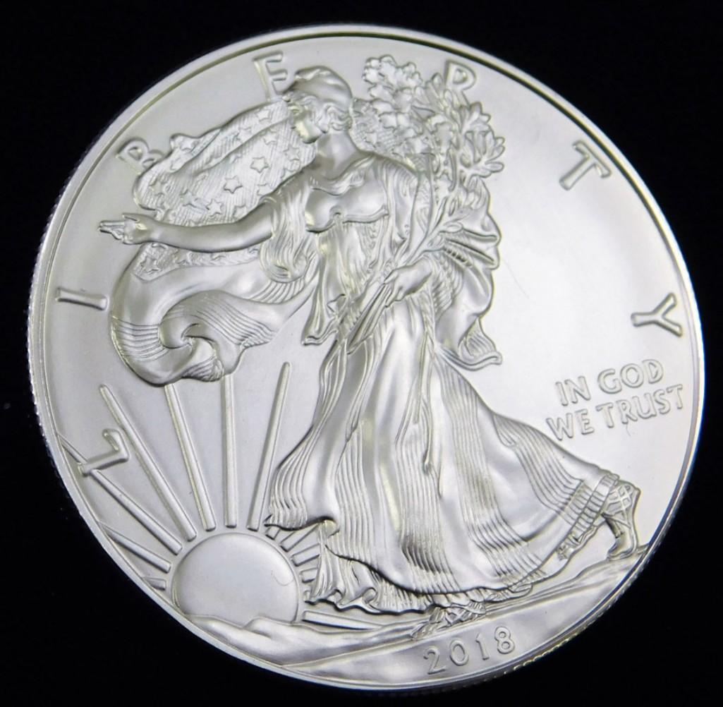 2018 BU American Silver Eagle 1 oz Silver Round (1 of 2)