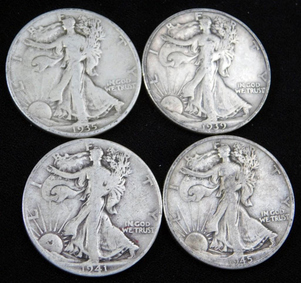4 Walking Liberty Half Dollars 90% Silver (1 of 2)