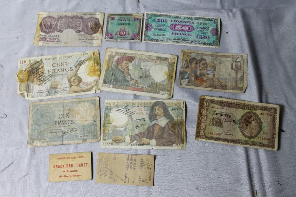Lot of Vintage World Currency.  Looks to be French, (1 of 3)