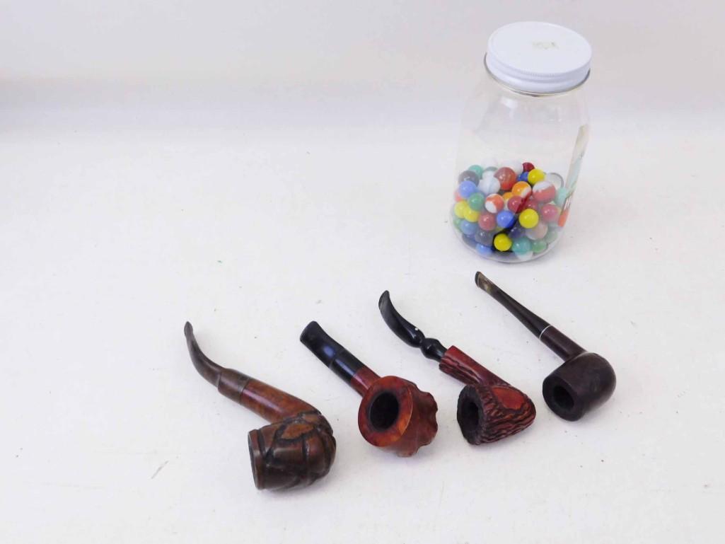 Lot of Marbles and Wood Pipes (1 of 5)