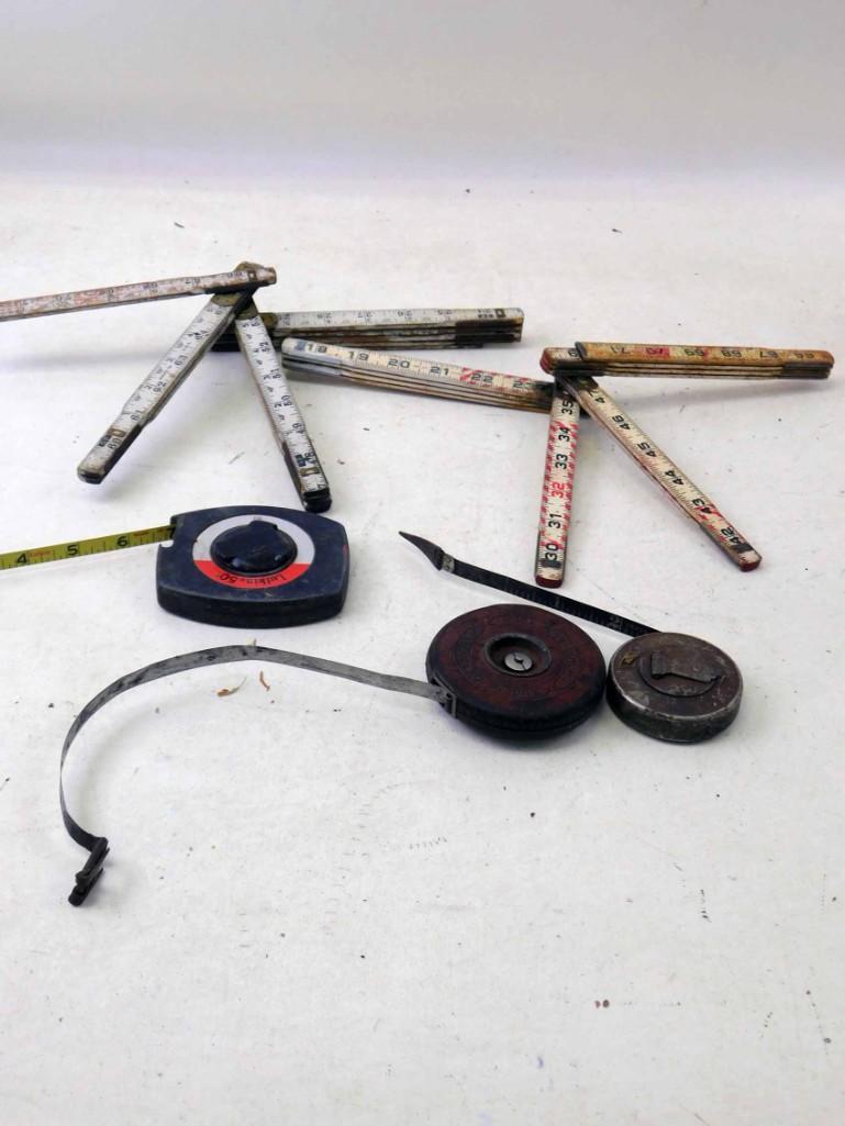 2 Folding Yardsticks , 3 Wind Up Measuring Tapes (1 of 2)