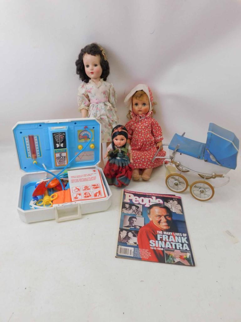 3 Vintage Dolls , Tiny Doll Buggy , Fisher Price Health (1 of 4)