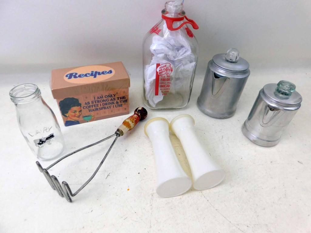 Vintage Lot incl Hickory Hill Glass Milk Bottle , 2 Tin (1 of 8)