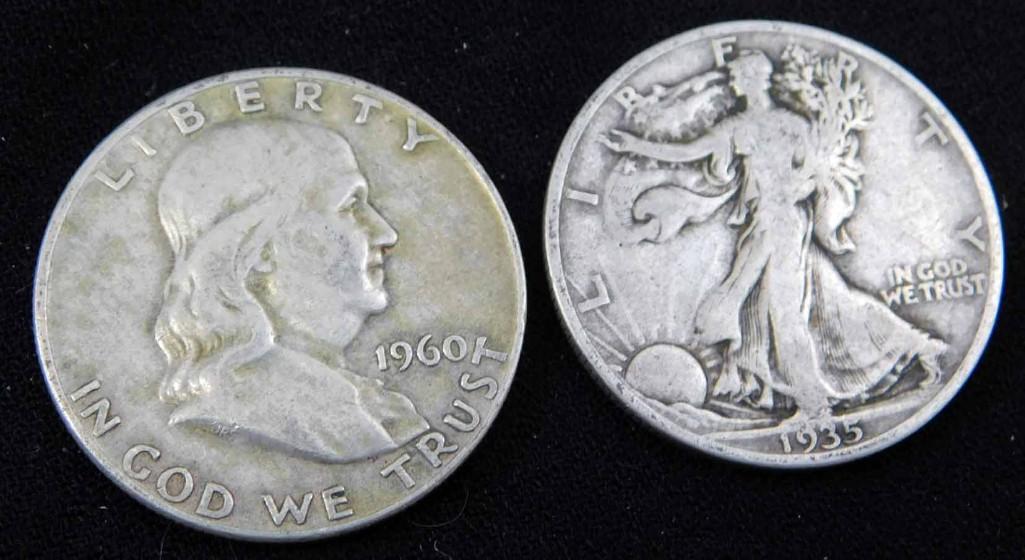 2 Half Dollars incl 1935-S Walking Liberty Half Dollar (1 of 2)