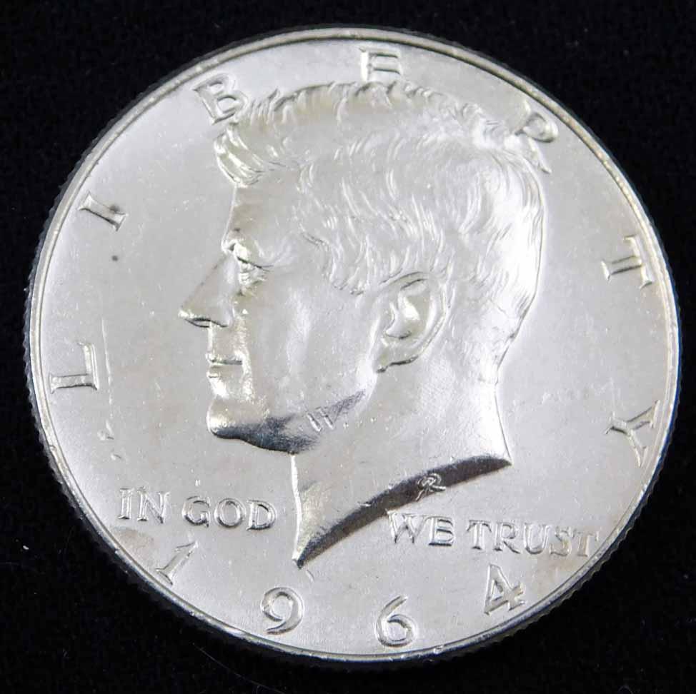 AU+ 1964 Kennedy Half Dollar 90% Silver (1 of 2)
