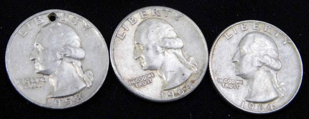 3 Older Washington Quarters 90% Silver (1 of 3)