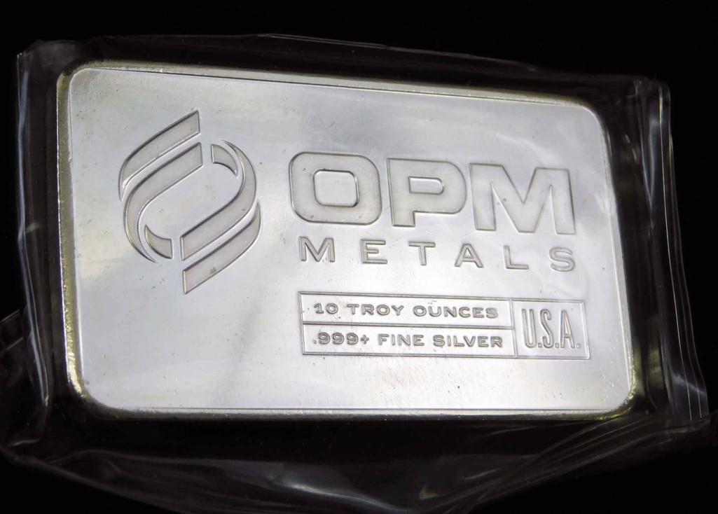 10 Troy Ounce Silver Bar OPM Metals (1 of 2)