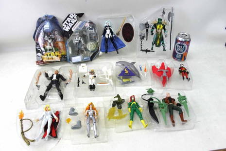 12 Action Figures Lot incl Star Wars MOC , Marvel: 12 Action Figures Lot incl Star Wars MOC , Marvel X-Men, DC Comics , Spawn , GI Joe , Lara Croft Tomb Raider, Witchblade, etc. Other figures are new on PARTIAL packaging only