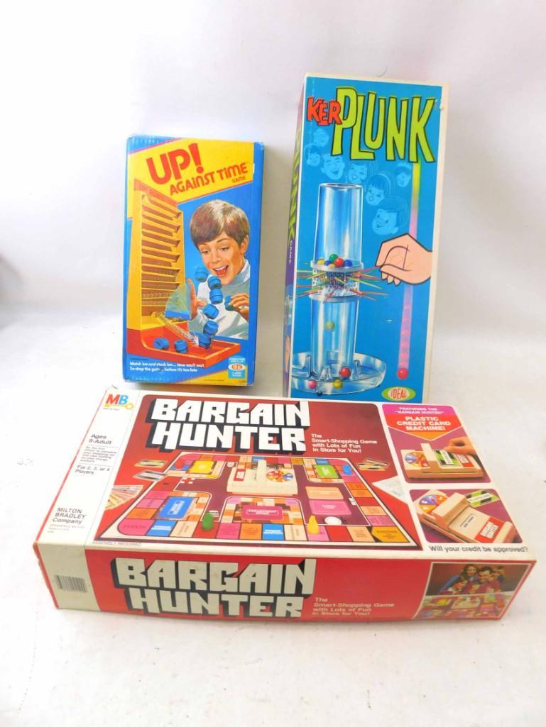 Game Lot incl Milton Bradley Bargain Hunter , Ker Plunk: Game Lot incl Milton Bradley Bargain Hunter , Ker Plunk , Up Against Time