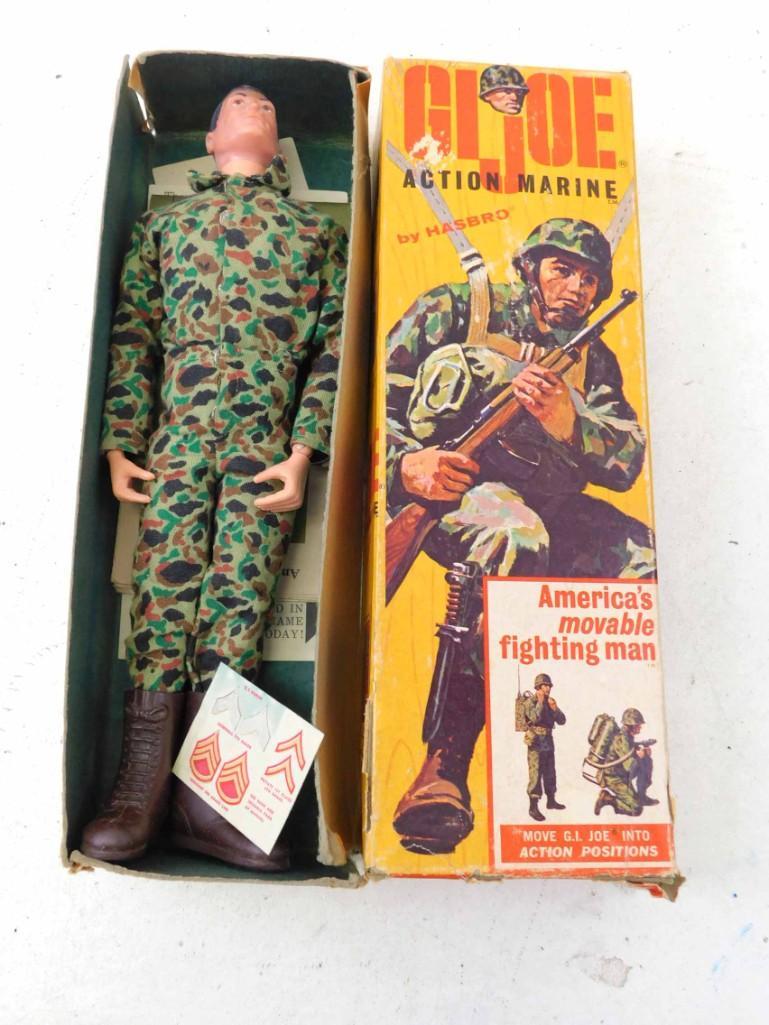 Vintage GI Joe Action Marine Hasbro , Original Box ,: Vintage GI Joe Action Marine Hasbro , Original Box , Marine Manual but No Equipment Condition: some wear on his head
