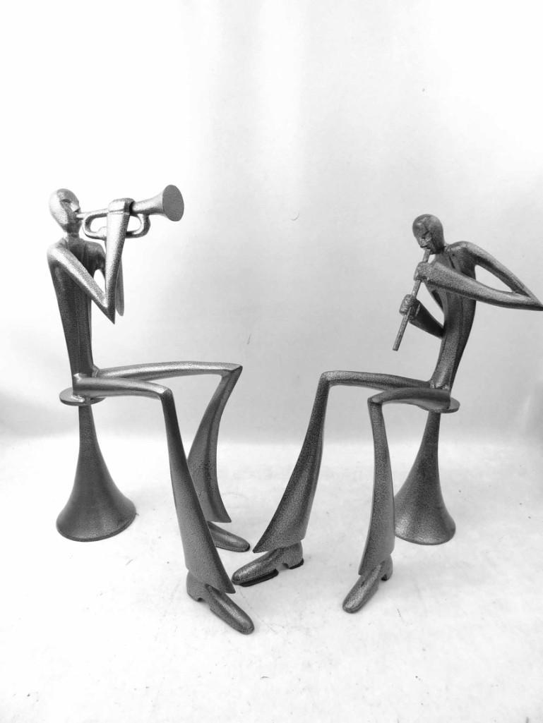 2 Metal Sculptures or Statues of Musicians (1 of 6)