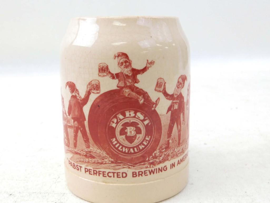 Antique Pabst Milwaukee Beer Stein , Gnomes Drinking (1 of 6)