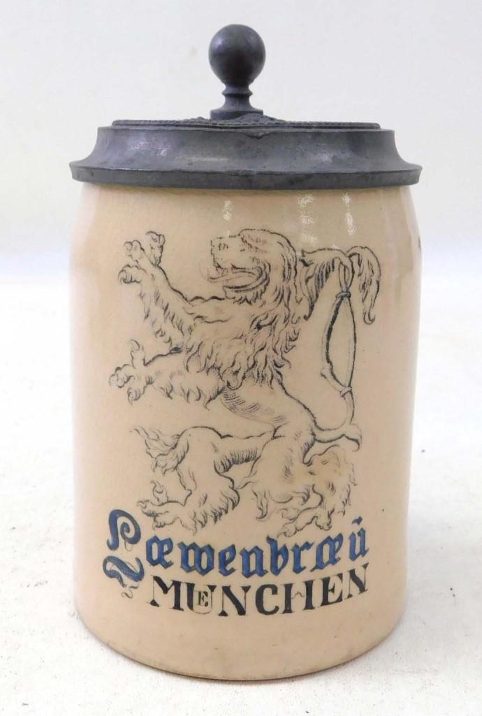 Antique German Brewery Stein , Lowenbrau , Munchen Lion (1 of 7)