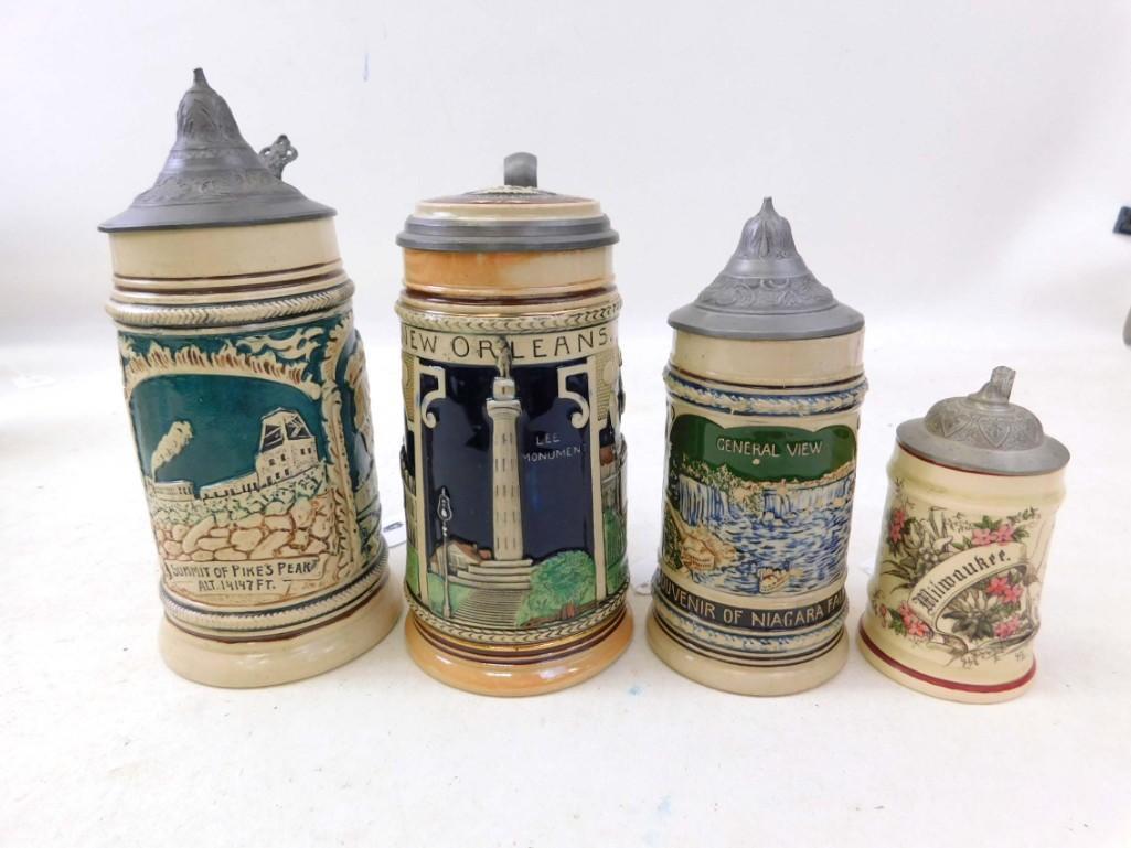 4 Antique Advertising Beer Steins (1 of 14)