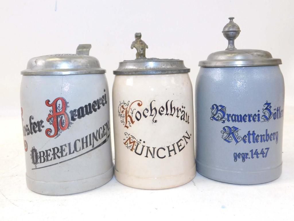 3 Antique German Brewery Beer Steins (1 of 10)