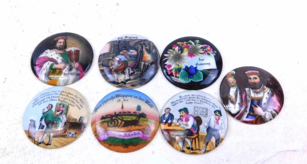 7 Antique Beer Stein Porcelain Inlays for Lids (1 of 10)