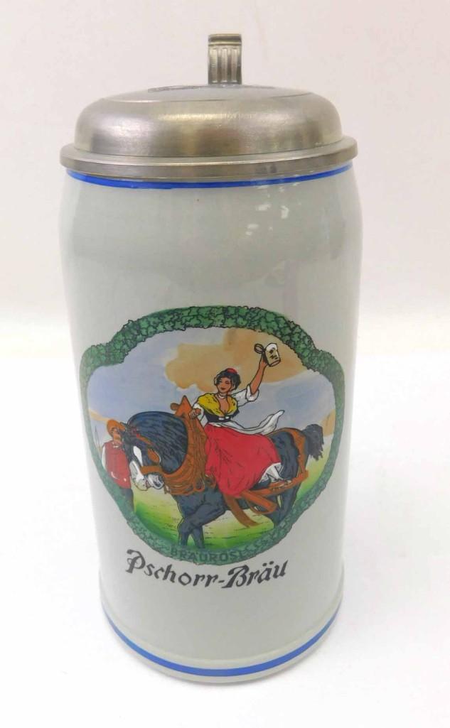 Antique 1L Pschorr Brau Brewery Stein (1 of 2)