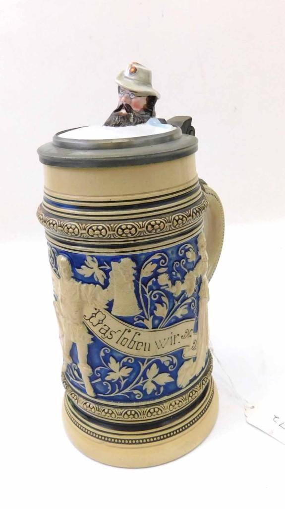 Antique 1L Beer Stein K679 Frohhein Beer - Man Holding (1 of 5)