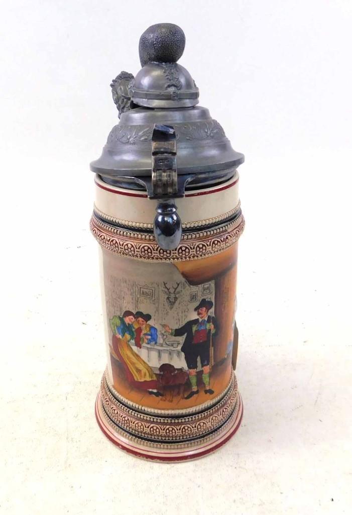 Antique Regimental .5L Beer Stein , Pickelhaube Pickel (1 of 9)