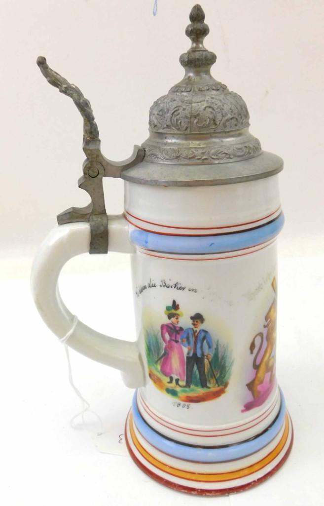 Antique Porcelain 1/2 Liter Beer Stein Bakers Guild (1 of 6)