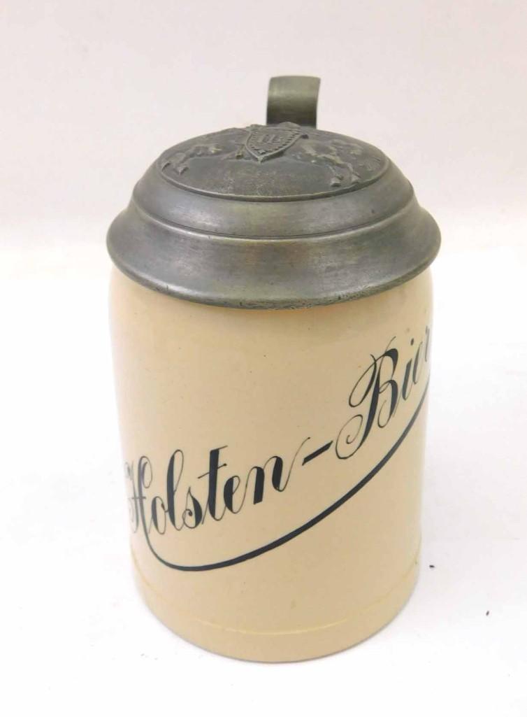 Antique 1/2L Brewery Beer Stein Holsten Bier Knight on (1 of 3)