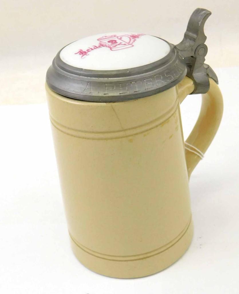 Antique Tavern Beer Stein Skull and Cross Bones Heidel (1 of 5)
